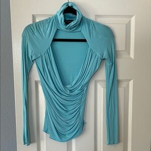 Rinascimento Teal Drape Front Blouse